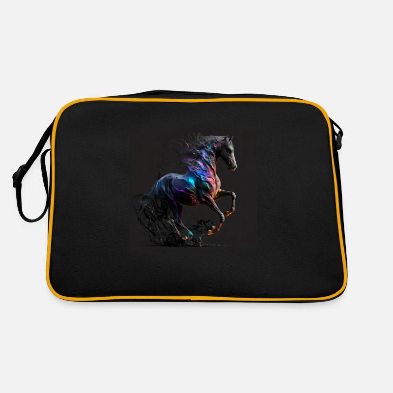 Feuriges Pferd Nr. 14 - Retro Tasche - Schwarz/Gold