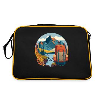 Hiking in nature between mountains and lake - Retro Bag - black/gold - Back