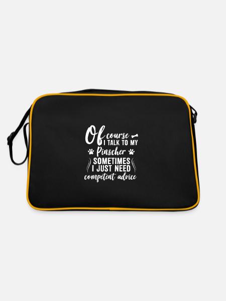 Of course I speak with my Pinscher - Retro Tasche - Schwarz/Gold - Hinten