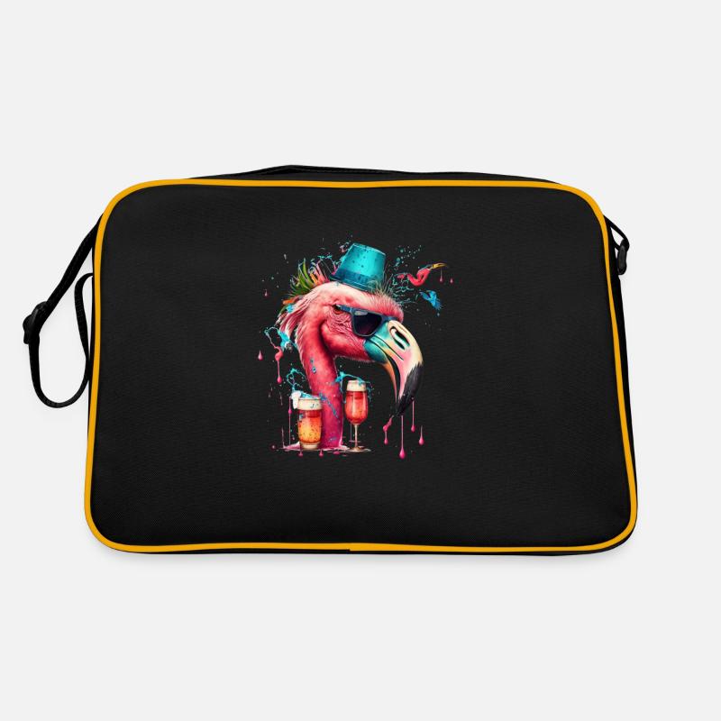 Bier Flamingo mit Party Hut Retro Tasche