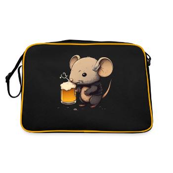 Little sweet mouse with beer - Retro Bag - black/gold - Back