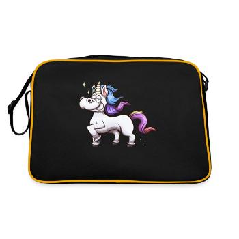 Berühmtes Einhorn - Retro Tasche - Schwarz/Gold - Hinten
