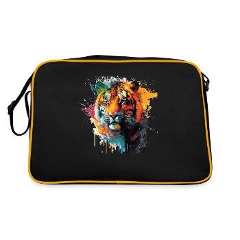 Tigerkopf Geschenk - Retro Tasche - Schwarz/Gold - Hinten