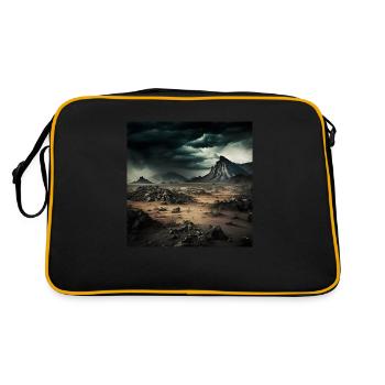 Düstere karge Wüstenlandschaft - Retro Tasche - Schwarz/Gold - Hinten