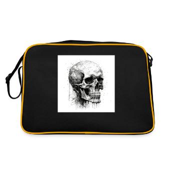 Crâne effrayant dans le style gothique et emo - Sac Retro - noir/or - Dos