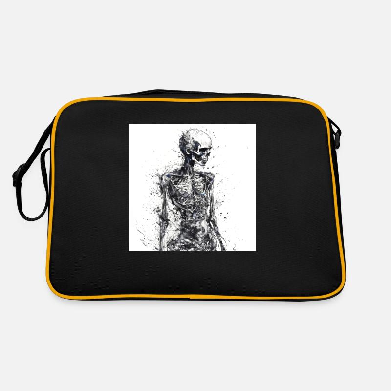 Squelette de crâne effrayant - Sac Retro - noir/or
