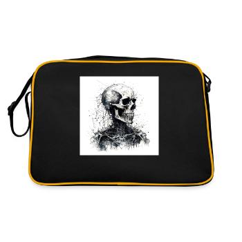 Crâne effrayant crâne dans le style goth et emo - Sac Retro - noir/or - Dos