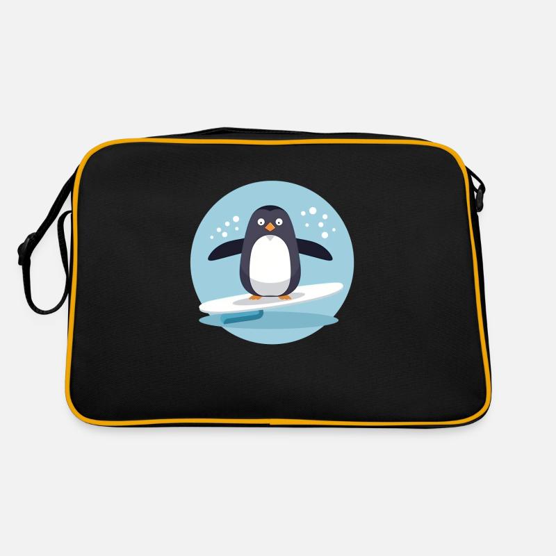 Pingouin de surf mignon sur une planche de surf Sac Retro