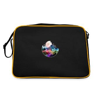 Mountain Landscape with Full Moon - Retro Tasche - Schwarz/Gold - Hinten