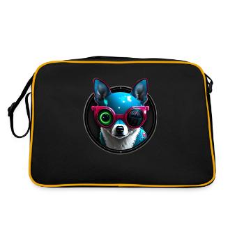 Chihuahua futuristic neon - Retro Bag - black/gold - Back
