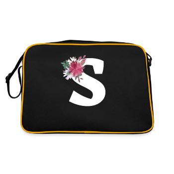 Florale Buchstaben - Retro Tasche - Schwarz/Gold - Hinten