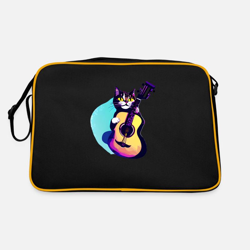 Le chat joue à la guitare Chaton propriétaire de chat Sac Retro