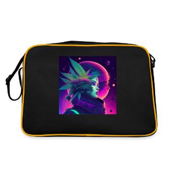 Cannabis moon with young woman - Retro Bag - black/gold - Back