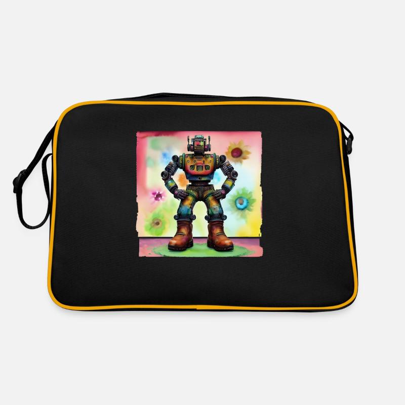 Robo Blume - Retro Tasche - Schwarz/Gold