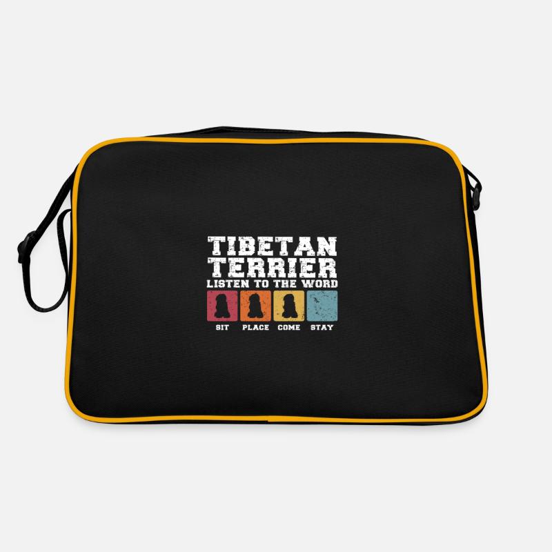 Tibetan Terriers listen to the word - Retro Tasche - Schwarz/Gold