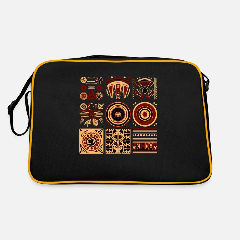 Afrikanische Folklore - Retro Tasche - Schwarz/Gold