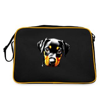 Dobermann Hund Dobermannwelpe Dobermanntrainer - Retro Tasche - Schwarz/Gold - Hinten