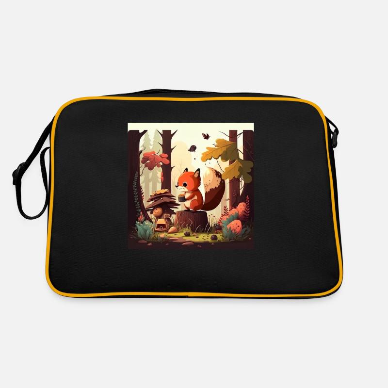 Squirrel Eats Nut in the Forest Retro Bag