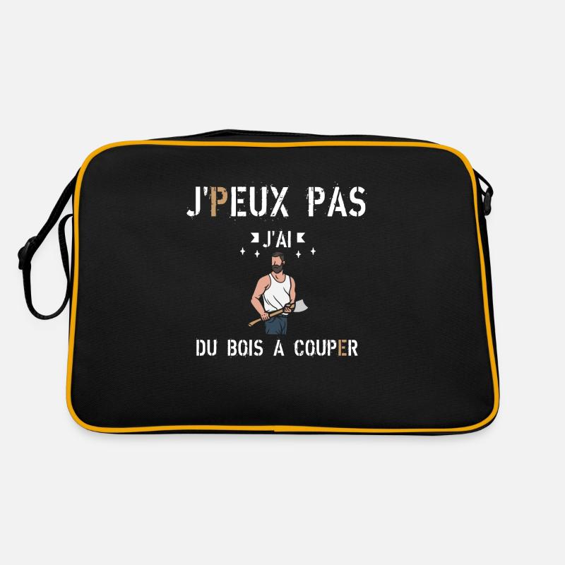 J peux pas j ai du bois à couper - Sac Retro - noir/or