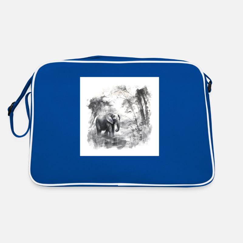 Aquarelle dessinant éléphant dans la forêt Sac Retro