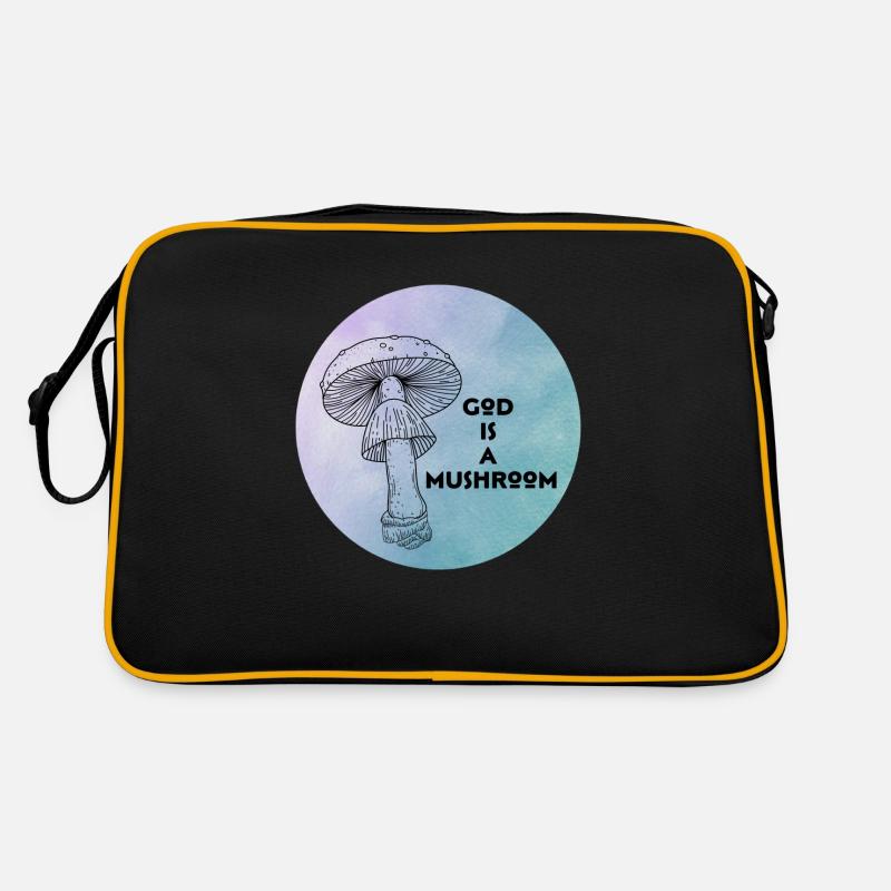 Gott ist ein Pilz - Retro Tasche - Schwarz/Gold