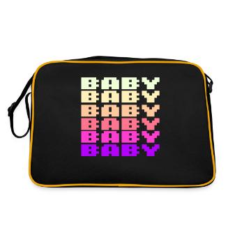 BABY Schriftzug Retro Gaming 8bit - Retro Tasche - Schwarz/Gold - Hinten