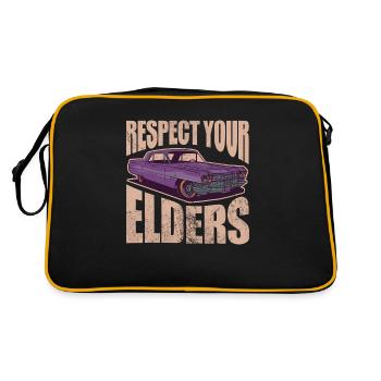 Respect your elders | classic vintage cars - Retro Tasche - Schwarz/Gold - Hinten