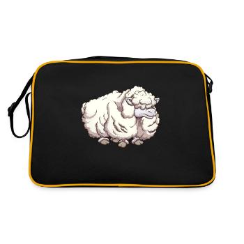 Haariges Cartoon-Schaf - Retro Tasche - Schwarz/Gold - Hinten