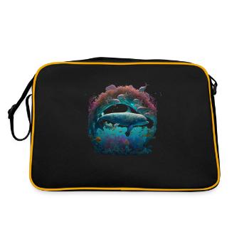 Dolphin Fantasy Art Underwater World Sea Reef - Retro Bag - black/gold - Back
