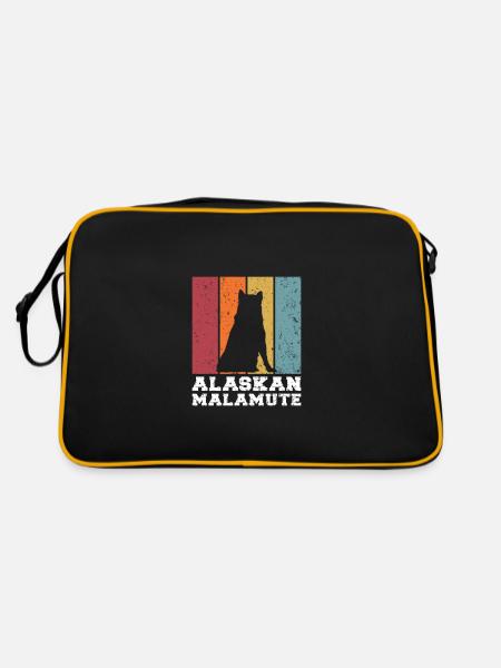 Alaskan Malamute - Retro Tasche - Schwarz/Gold - Hinten