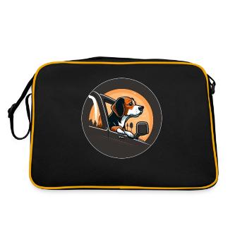 Cute dog looking out of a car - Retro Bag - black/gold - Back