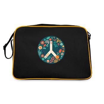 Frieden und Liebe - Retro Tasche - Schwarz/Gold - Hinten