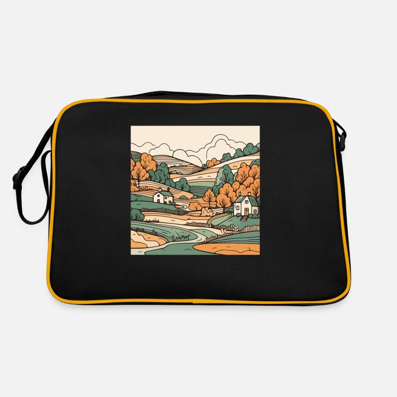 Landschaft - Retro Tasche - Schwarz/Gold