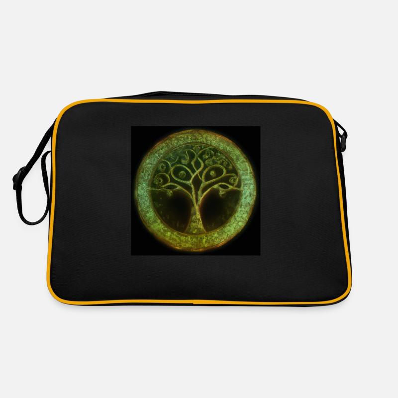 Keltischer Baum des Lebens - Retro Tasche - Schwarz/Gold