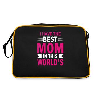 Ich habe die beste Mama der Welt Geschenkidee Mama - Retro Tasche - Schwarz/Gold - Hinten