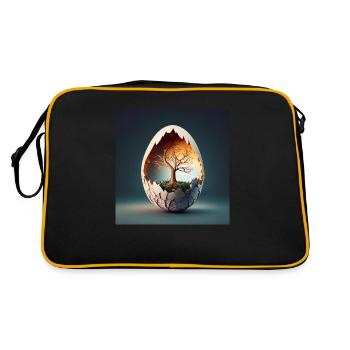 Baum in Ei - Retro Tasche - Schwarz/Gold - Hinten