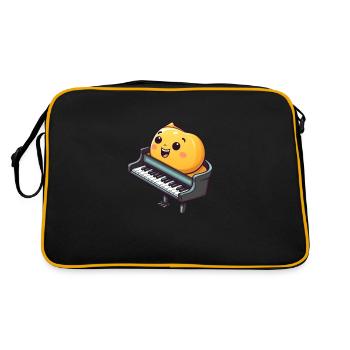 Klavier im Comic Stil - Retro Tasche - Schwarz/Gold - Hinten
