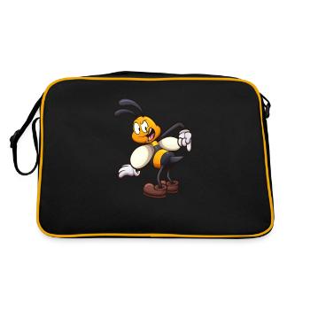 Cartoon-Biene mit Stich - Retro Tasche - Schwarz/Gold - Hinten