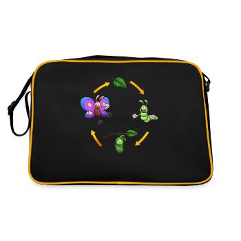 Cartoon Butterfly Life Cycle - Retro Bag - black/gold - Back