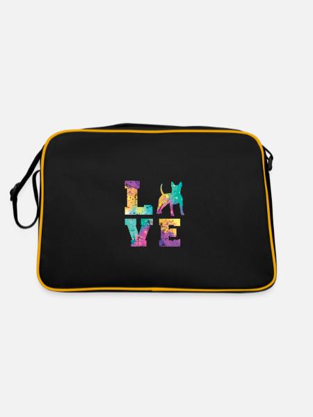 Bull Terrier Love - Retro Bag - black/gold - Back