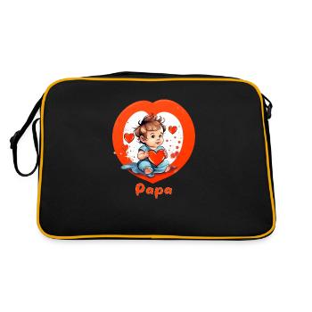 Ich liebe Papa - Retro Tasche - Schwarz/Gold - Hinten