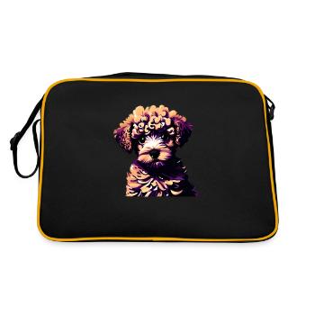 chiot propriétaire de chien caniche chien amour caniche chiot - Sac Retro - noir/or - Dos