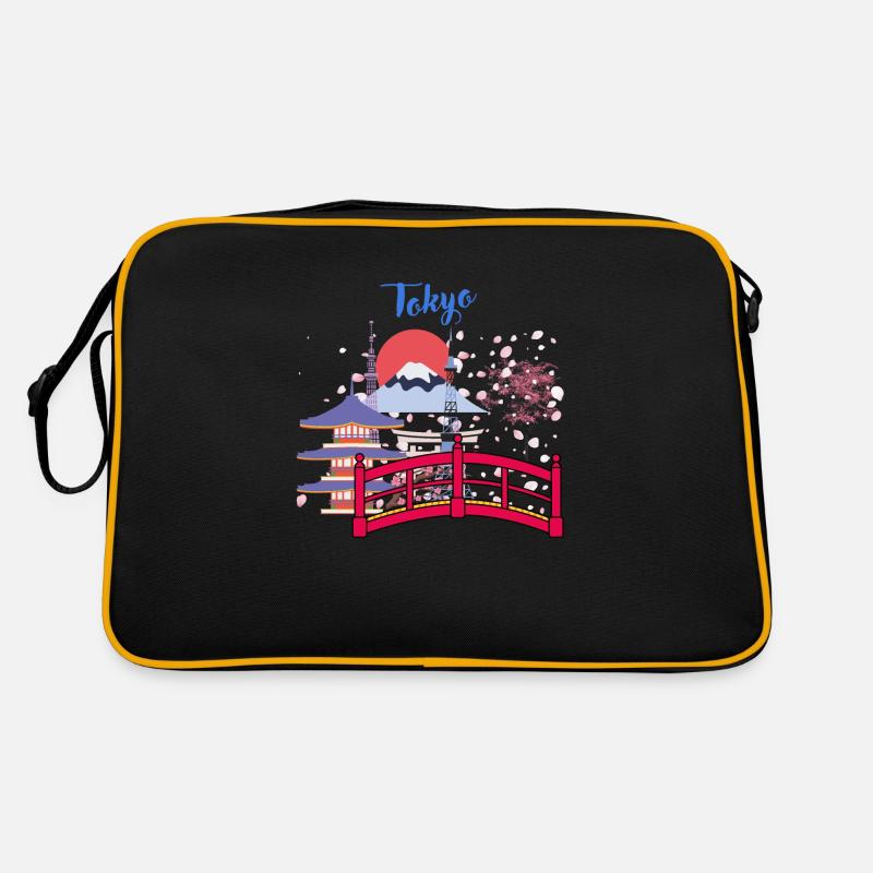 Tokio niedlich - Retro Tasche - Schwarz/Gold