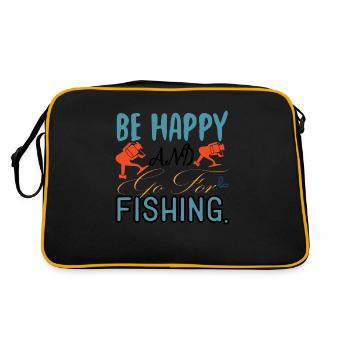 Be Happy and go for Fishing - Retro Tasche - Schwarz/Gold - Hinten