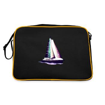 Segelschiff Segeln Segelboot Segelsport Segler - Retro Tasche - Schwarz/Gold - Hinten