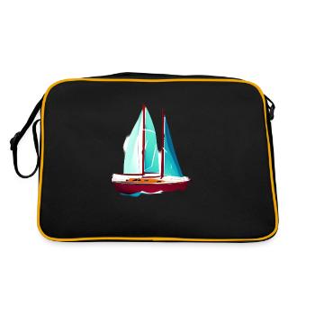 Sailing Sailing Ship Sailing Sailing Sailboat - Retro Bag - black/gold - Back