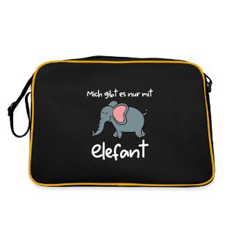 Mich gibt es nur mit Elefant - Retro Tasche - Schwarz/Gold - Hinten
