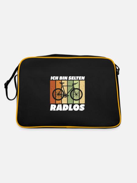 Ich bin selten Radlos - Retro Tasche - Schwarz/Gold