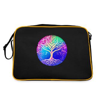 Lebensbaum Baum des Lebens Yoga Meditation - Retro Tasche - Schwarz/Gold - Hinten