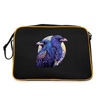 Odin's ravens Hugin and Munin at full moon - Retro Bag - black/gold - Back